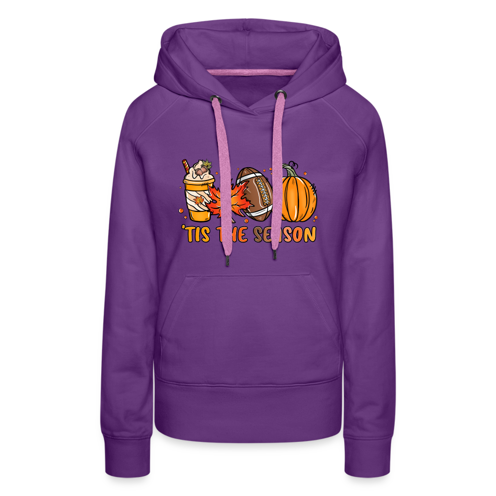 Tis The Season : Women’s Premium Hoodie (Fall, Pumpkins, Football) - purple 