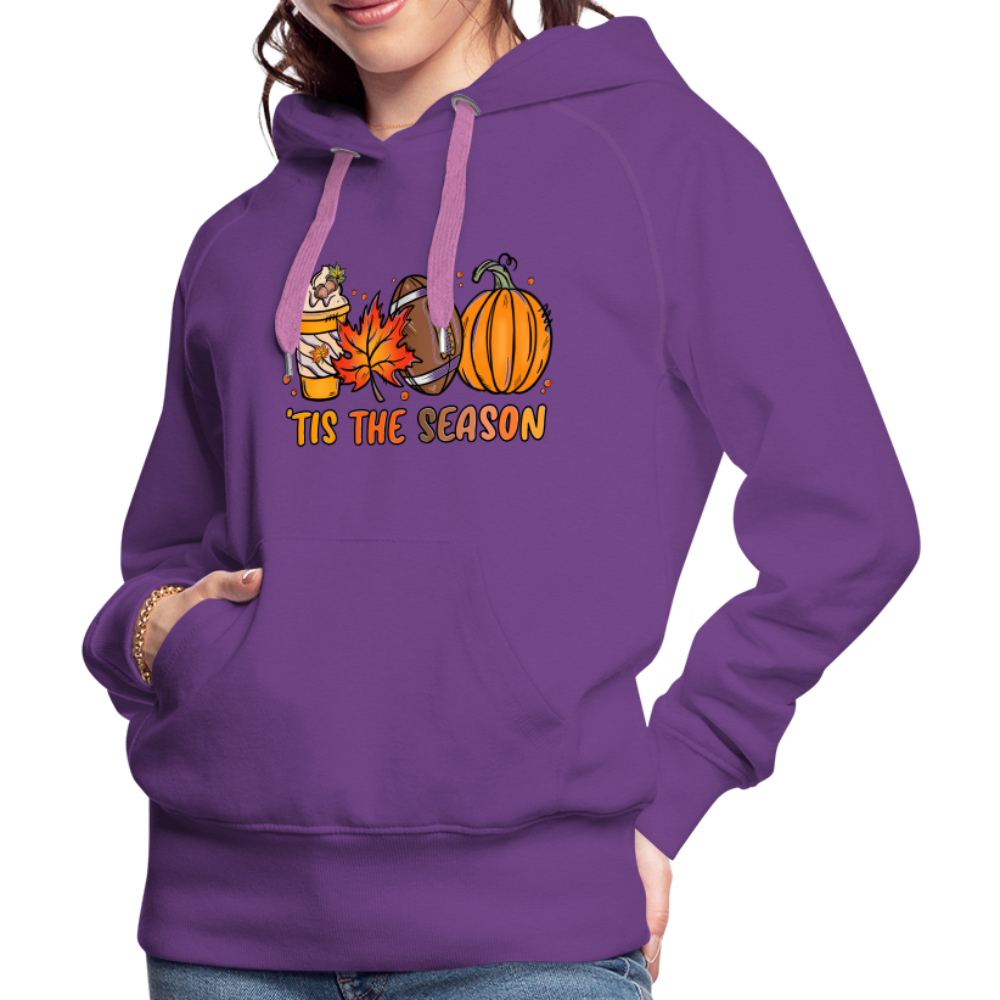 Tis The Season : Women’s Premium Hoodie (Fall, Pumpkins, Football) - purple 