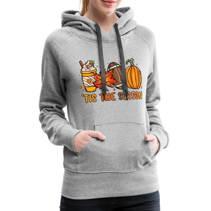 Tis The Season : Women’s Premium Hoodie (Fall, Pumpkins, Football) - heather grey