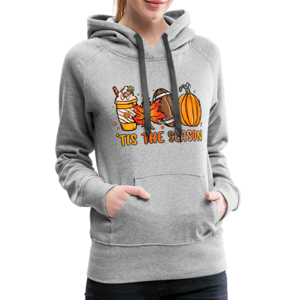 Tis The Season : Women’s Premium Hoodie (Fall, Pumpkins, Football) - heather grey