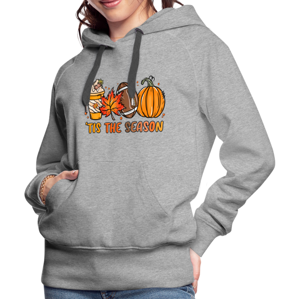 Tis The Season : Women’s Premium Hoodie (Fall, Pumpkins, Football) - heather grey