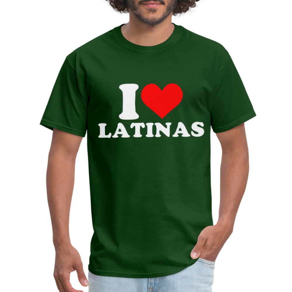 I Love Latinas T-Shirt (Heart) - forest green