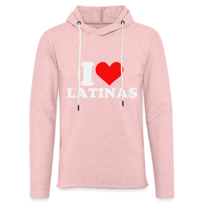 I Love Latinas Lightweight Terry Hoodie - cream heather pink