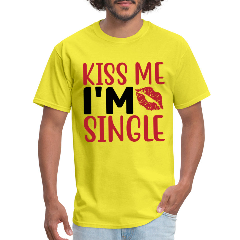 Kiss Me, I'm Single T-Shirt - yellow