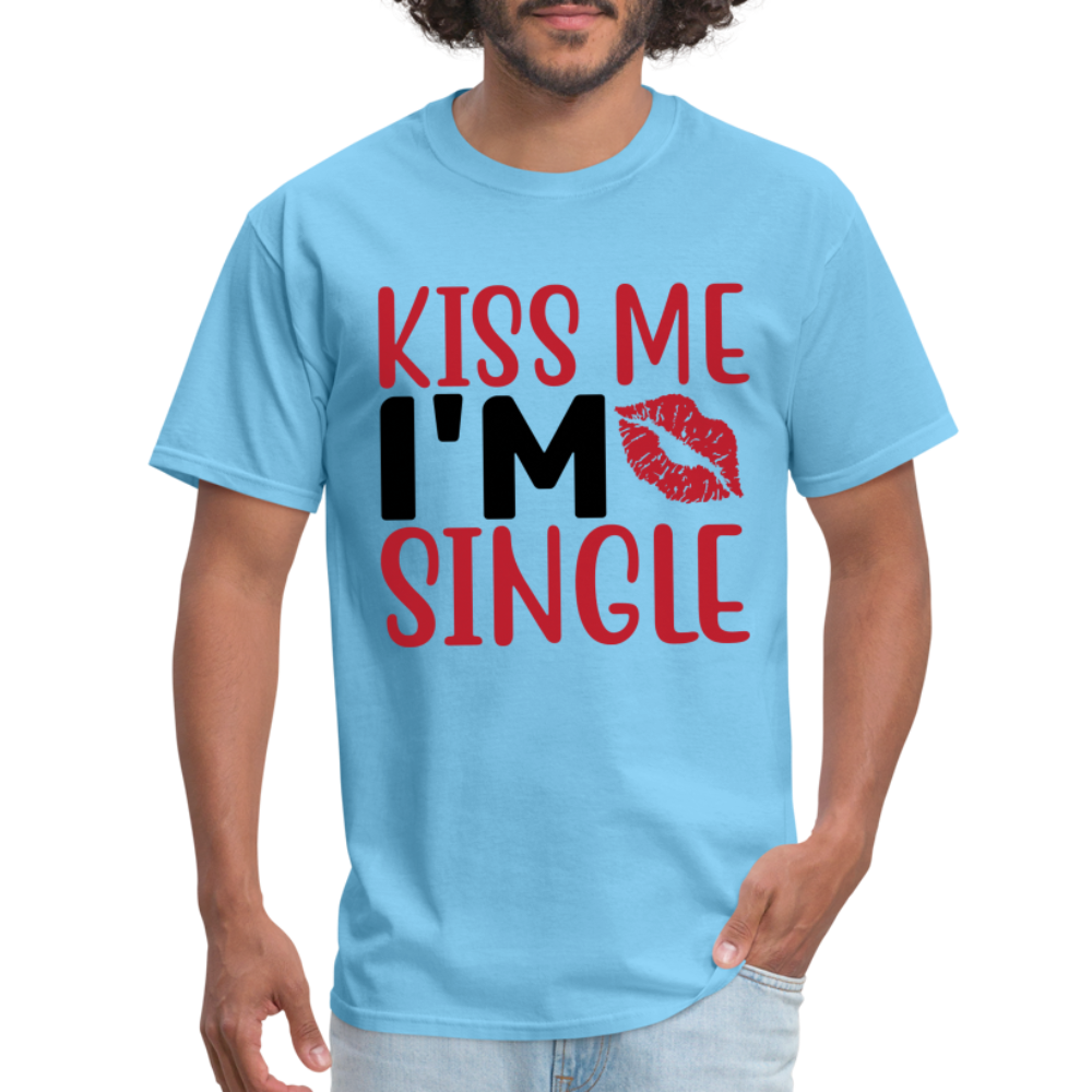 Kiss Me, I'm Single T-Shirt - aquatic blue