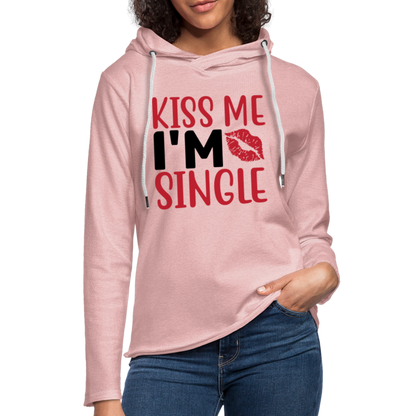 Kiss Me I'm Single Lightweight Terry Hoodie - cream heather pink