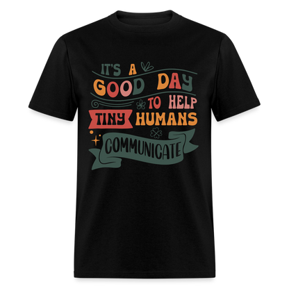 Speech Language Therapy T-Shirt (Help Tiny Humans Communicate) - black