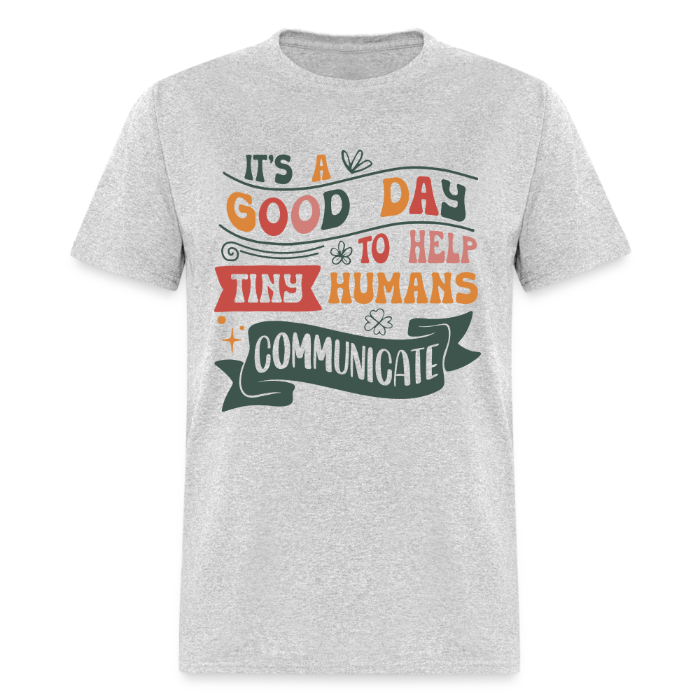Speech Language Therapy T-Shirt (Help Tiny Humans Communicate) - heather gray