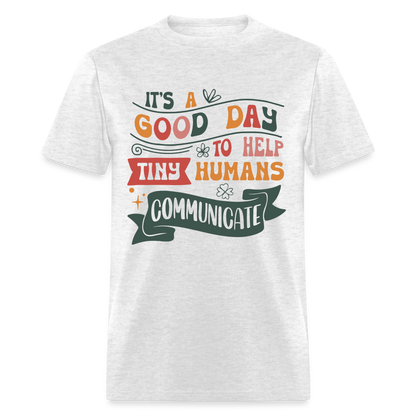 Speech Language Therapy T-Shirt (Help Tiny Humans Communicate) - light heather gray