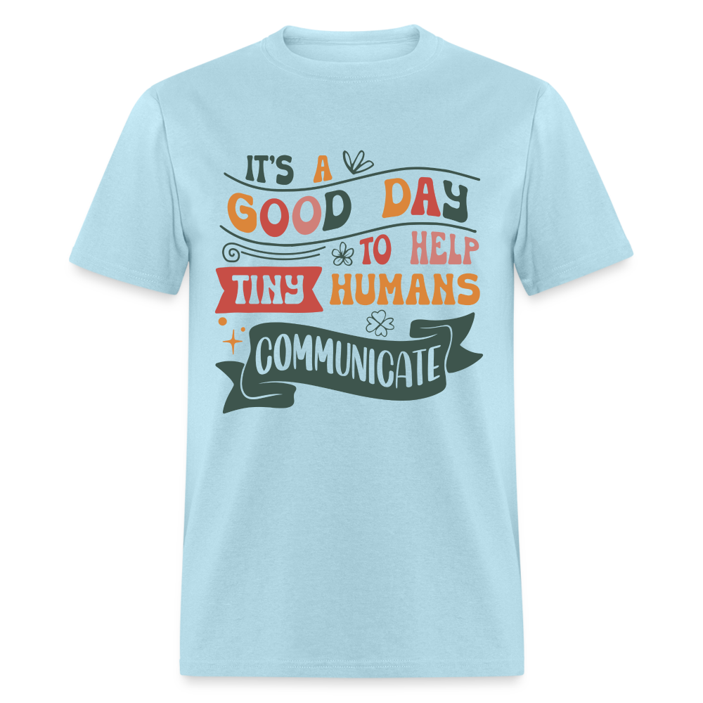 Speech Language Therapy T-Shirt (Help Tiny Humans Communicate) - powder blue