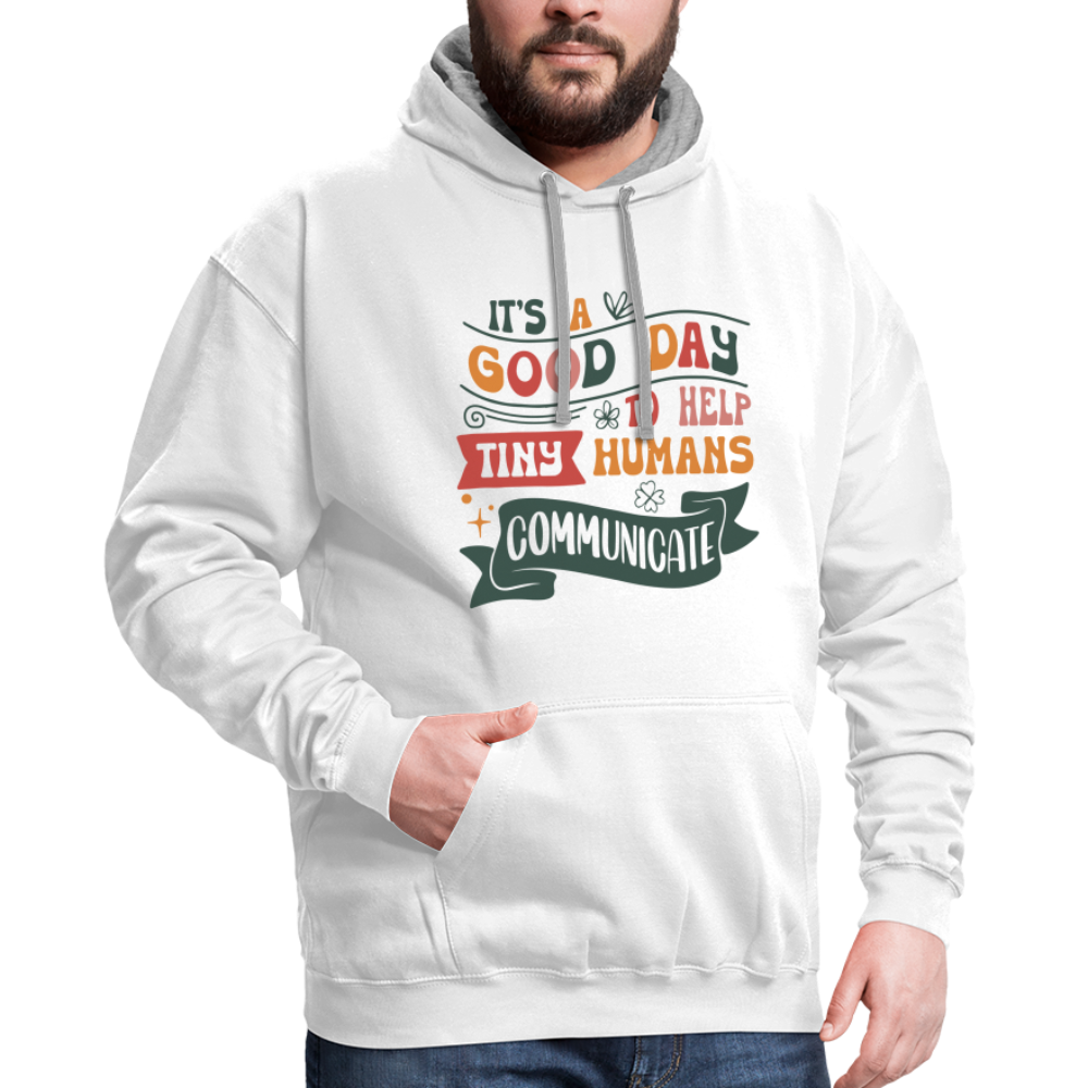 Speech Language Therapy Hoodie (Help Tiny Humans Communicate) - white/gray