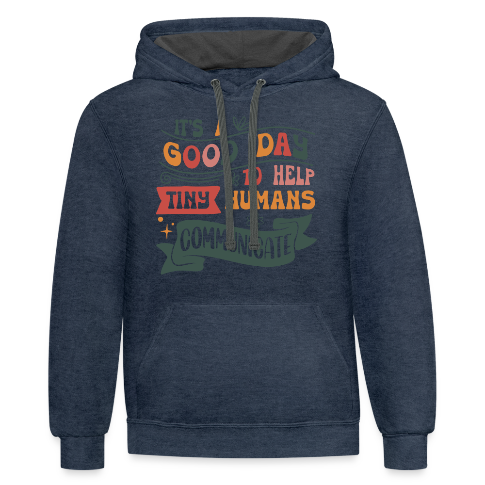 Speech Language Therapy Hoodie (Help Tiny Humans Communicate) - indigo heather/asphalt