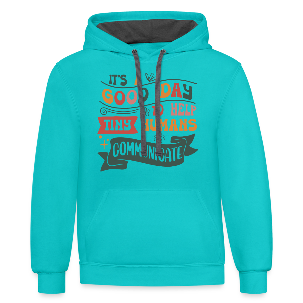 Speech Language Therapy Hoodie (Help Tiny Humans Communicate) - scuba blue/asphalt