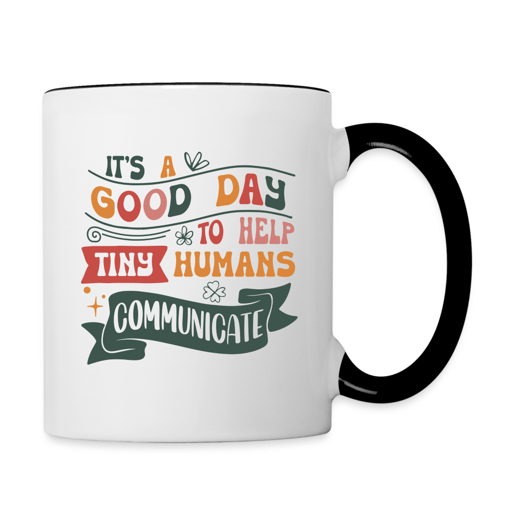 Speech Language Therapy Coffee Mug (Help Tiny Humans Communicate) - white/black
