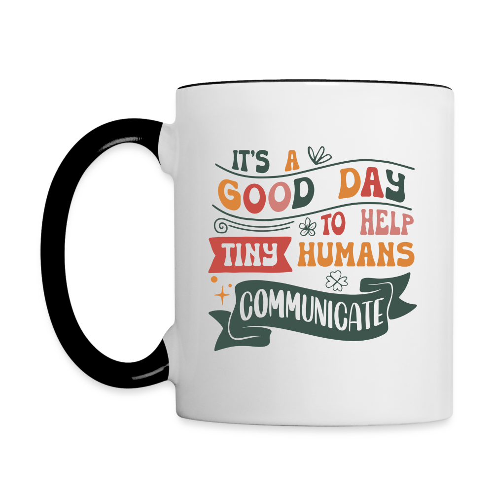 Speech Language Therapy Coffee Mug (Help Tiny Humans Communicate) - white/black