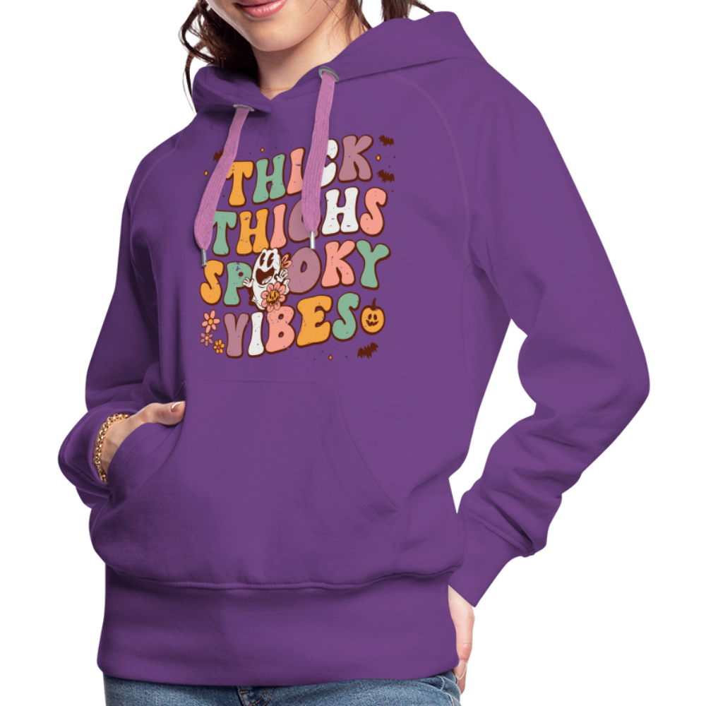 Thick Thighs Spooky Vibes Women’s Premium Hoodie (Halloween) - purple 