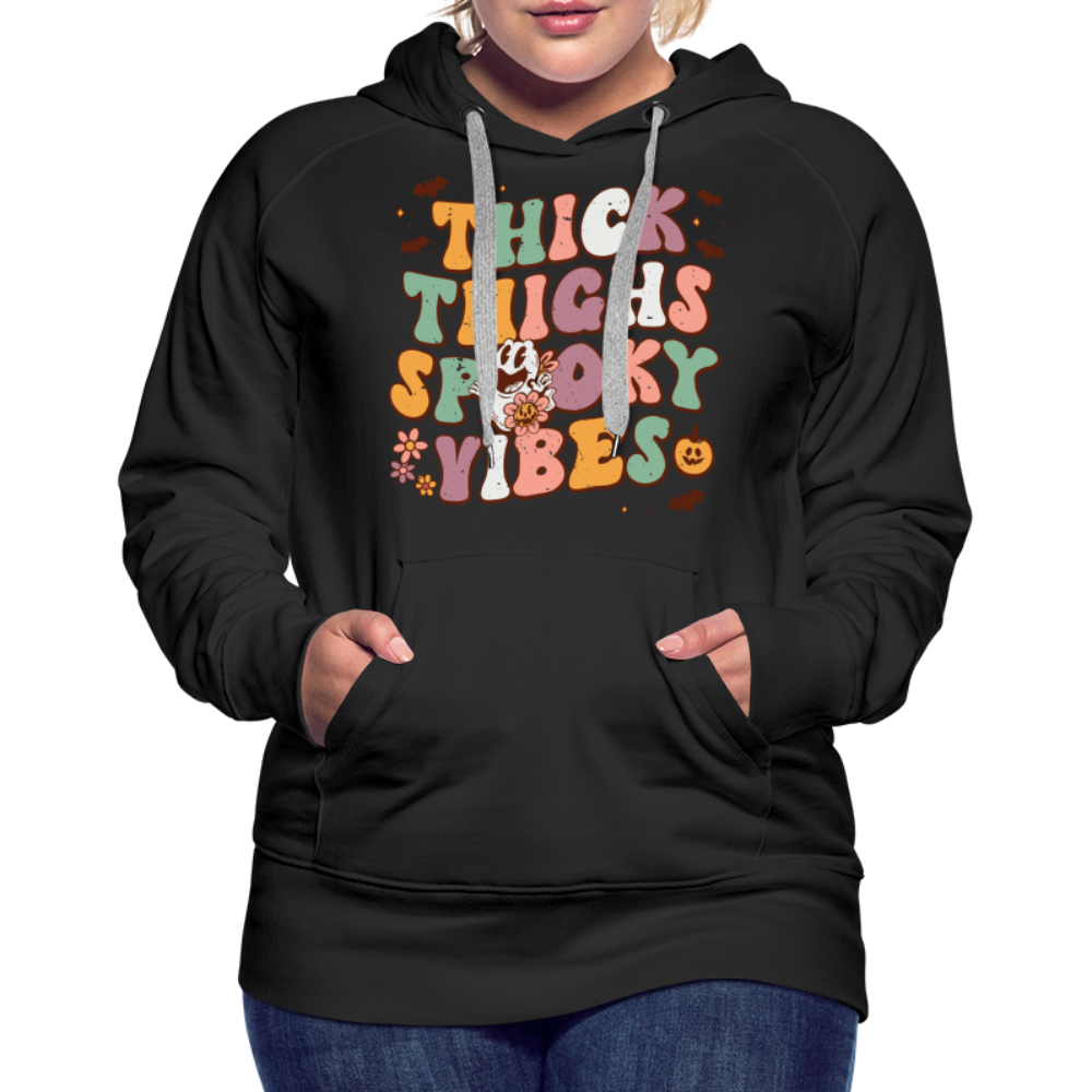Thick Thighs Spooky Vibes Women’s Premium Hoodie (Halloween) - black