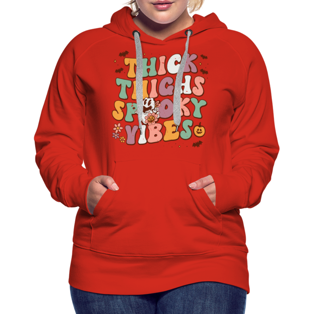 Thick Thighs Spooky Vibes Women’s Premium Hoodie (Halloween) - red