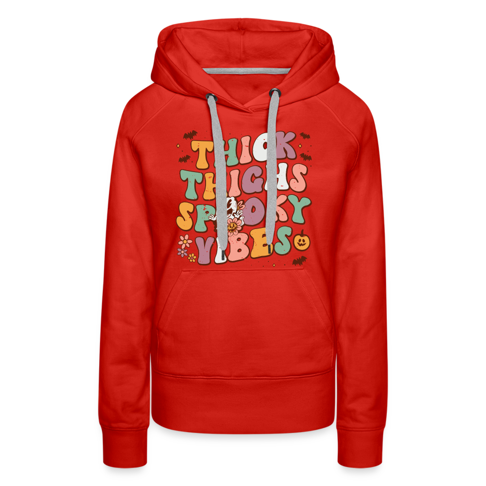 Thick Thighs Spooky Vibes Women’s Premium Hoodie (Halloween) - red