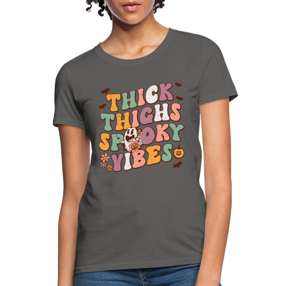 Thick Things Spooky Vibes Women's T-Shirt - charcoal