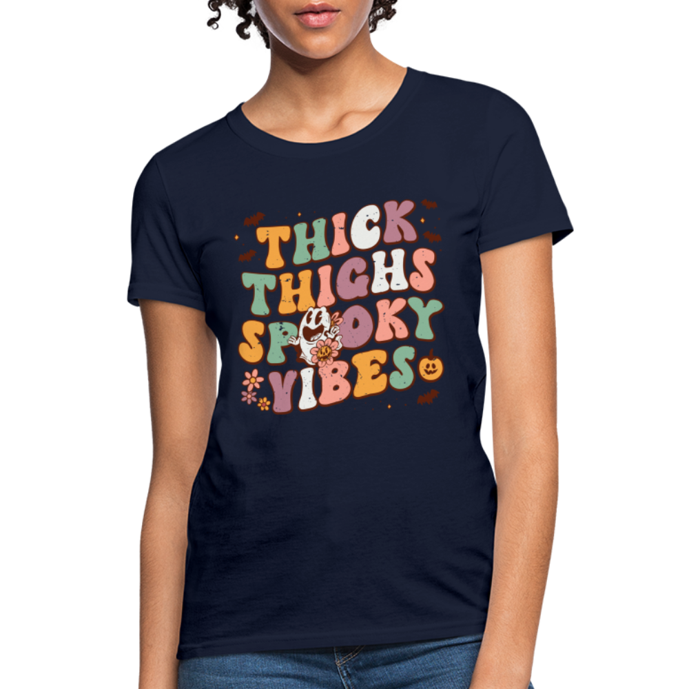 Thick Things Spooky Vibes Women's T-Shirt - navy