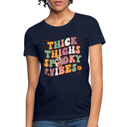 Thick Things Spooky Vibes Women's T-Shirt - navy