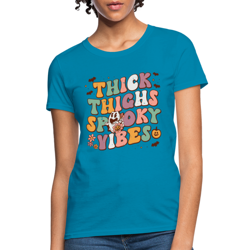 Thick Things Spooky Vibes Women's T-Shirt - turquoise