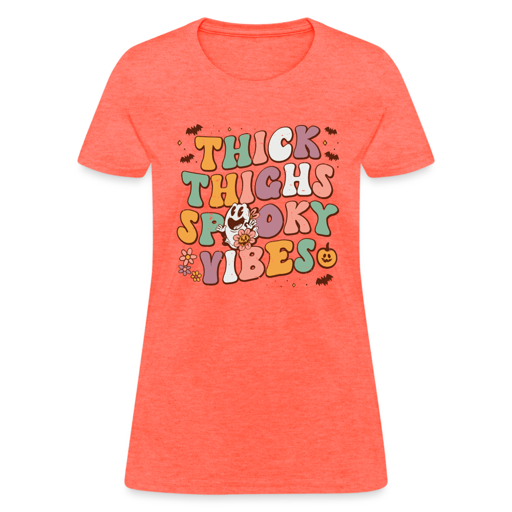 Thick Things Spooky Vibes Women's T-Shirt - heather coral