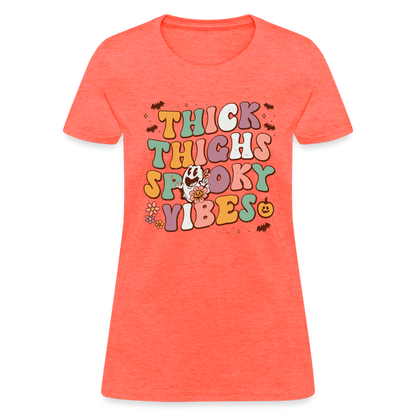 Thick Things Spooky Vibes Women's T-Shirt - heather coral