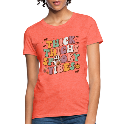 Thick Things Spooky Vibes Women's T-Shirt - heather coral