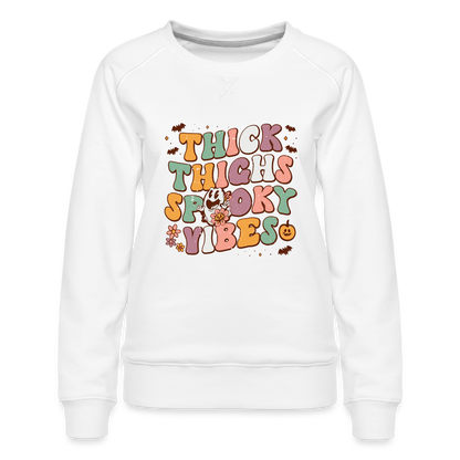 Think Things Spooky Vibes Women’s Premium Sweatshirt (Halloween) - white