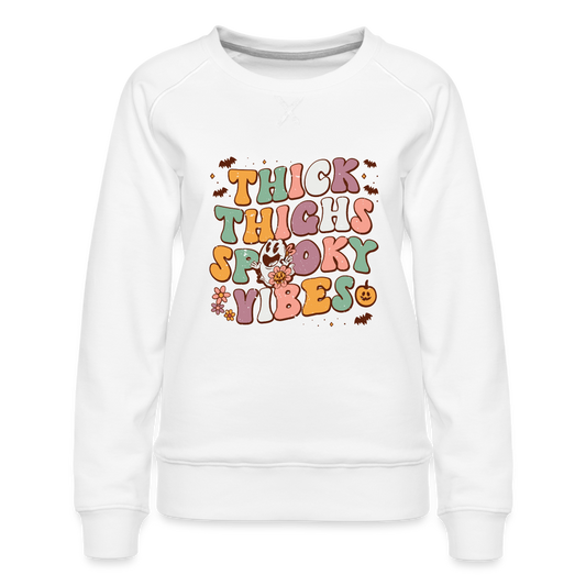 Think Things Spooky Vibes Women’s Premium Sweatshirt (Halloween) - white