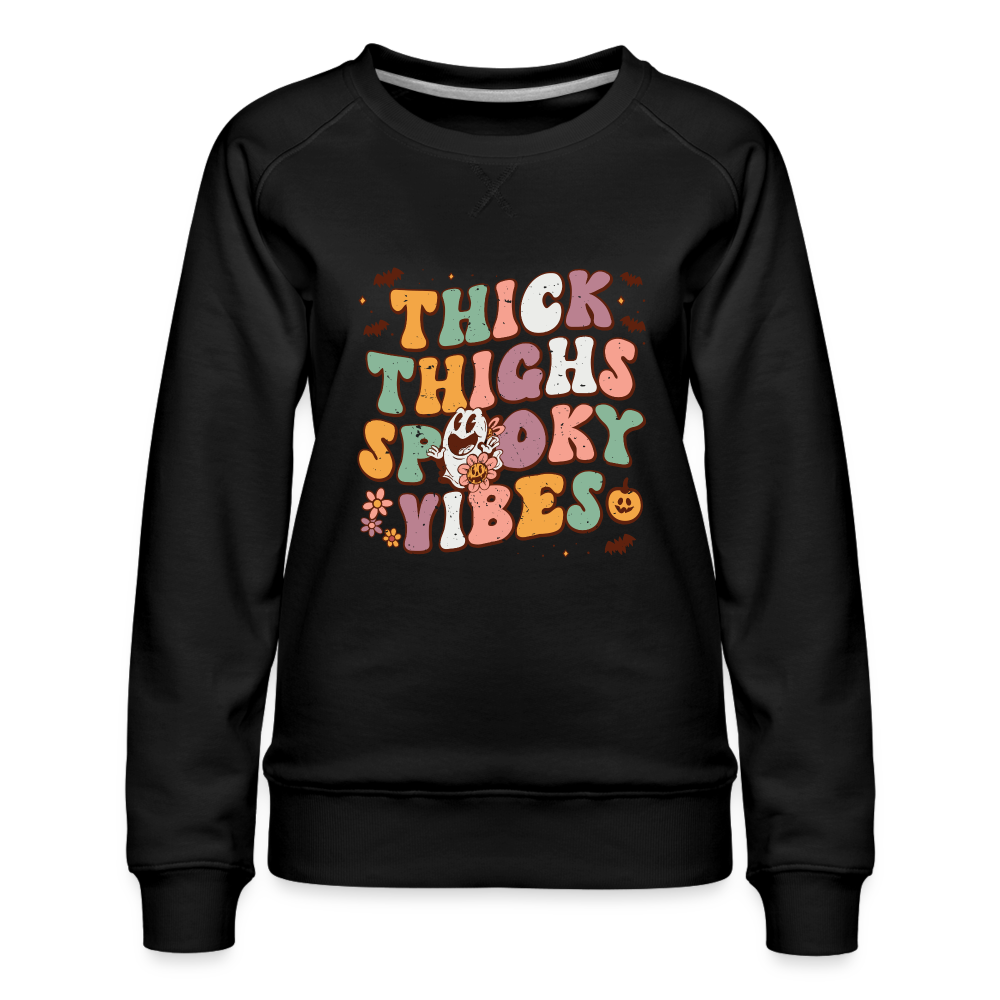 Think Things Spooky Vibes Women’s Premium Sweatshirt (Halloween) - black