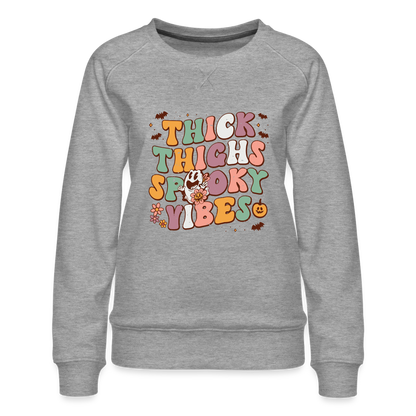 Think Things Spooky Vibes Women’s Premium Sweatshirt (Halloween) - heather grey