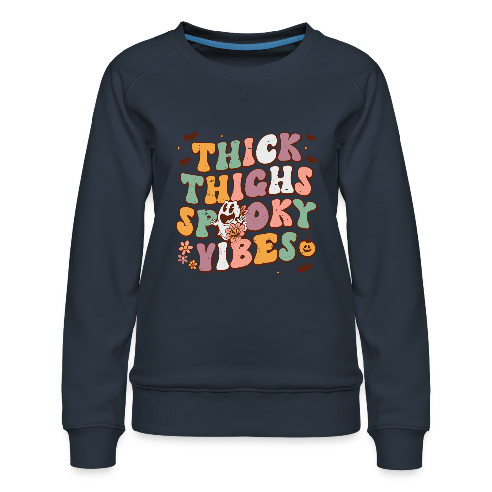 Think Things Spooky Vibes Women’s Premium Sweatshirt (Halloween) - navy