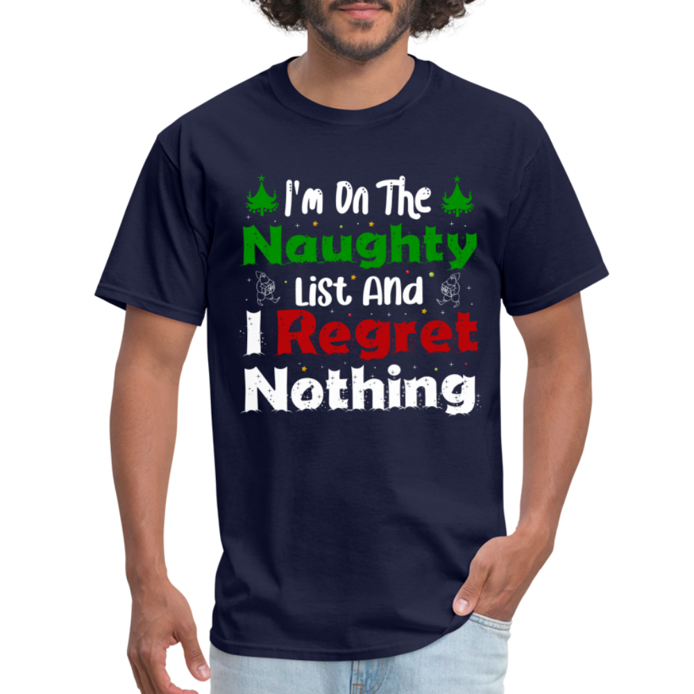 I'm On The Naughty List And I Regret Nothing T-Shirt - navy