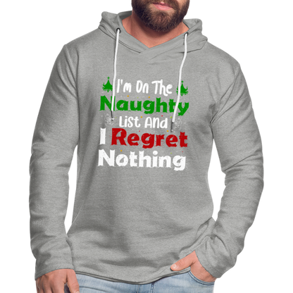 I'm On The Naughty List And I Regret Nothing Lightweight Terry Hoodie - heather gray