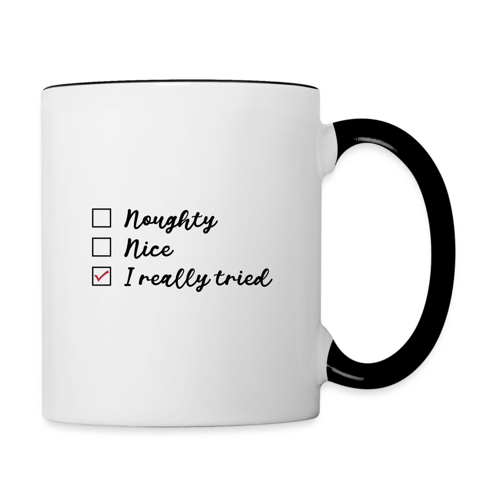 Naught Nice I Really Tried Coffee Mug (Christmas) - white/black