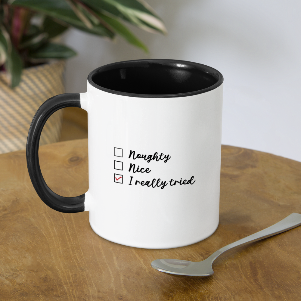 Naught Nice I Really Tried Coffee Mug (Christmas) - white/black