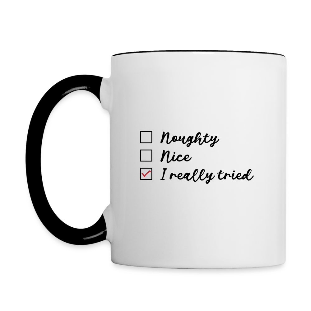 Naught Nice I Really Tried Coffee Mug (Christmas) - white/black