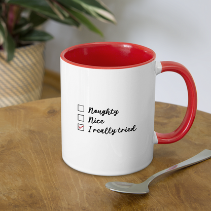 Naught Nice I Really Tried Coffee Mug (Christmas) - white/red