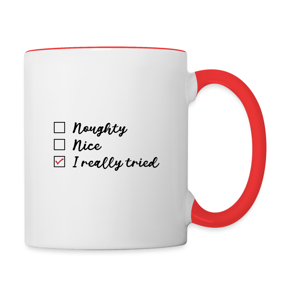 Naught Nice I Really Tried Coffee Mug (Christmas) - white/red