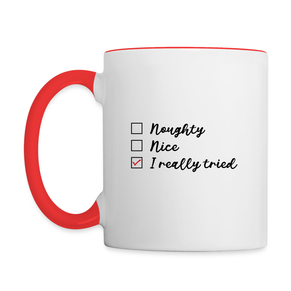 Naught Nice I Really Tried Coffee Mug (Christmas) - white/red