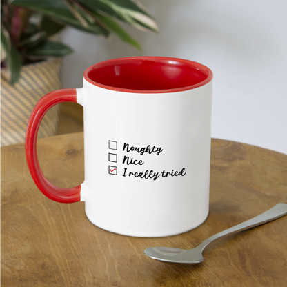 Naught Nice I Really Tried Coffee Mug (Christmas) - white/red