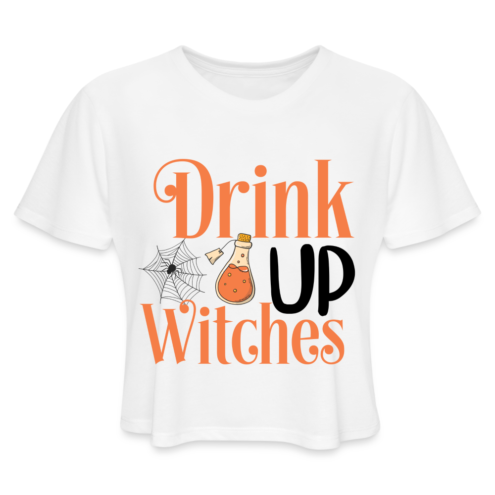 Drink Up Witches Women's Cropped T-Shirt - white