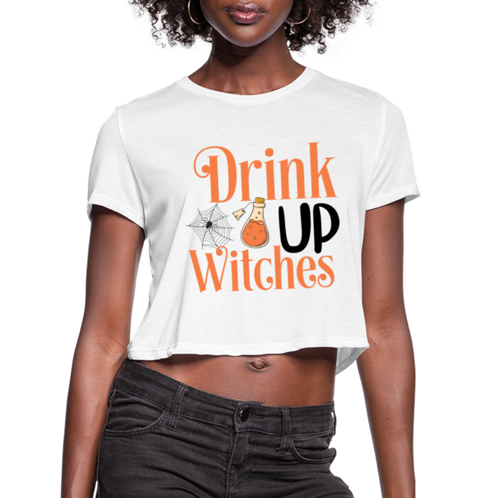 Drink Up Witches Women's Cropped T-Shirt - white
