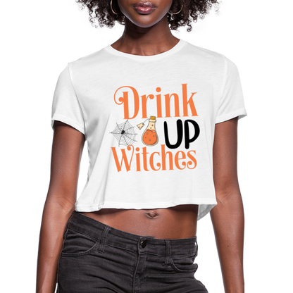 Drink Up Witches Women's Cropped T-Shirt - white