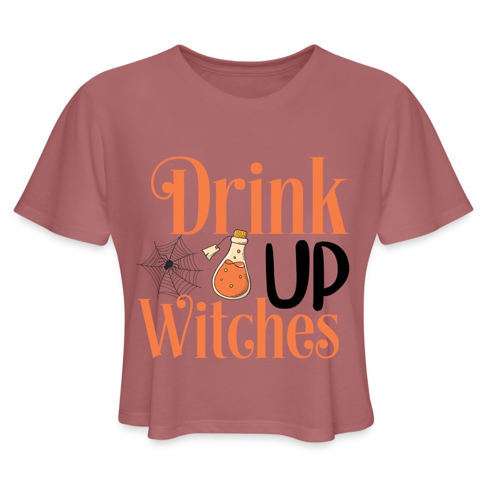 Drink Up Witches Women's Cropped T-Shirt - mauve
