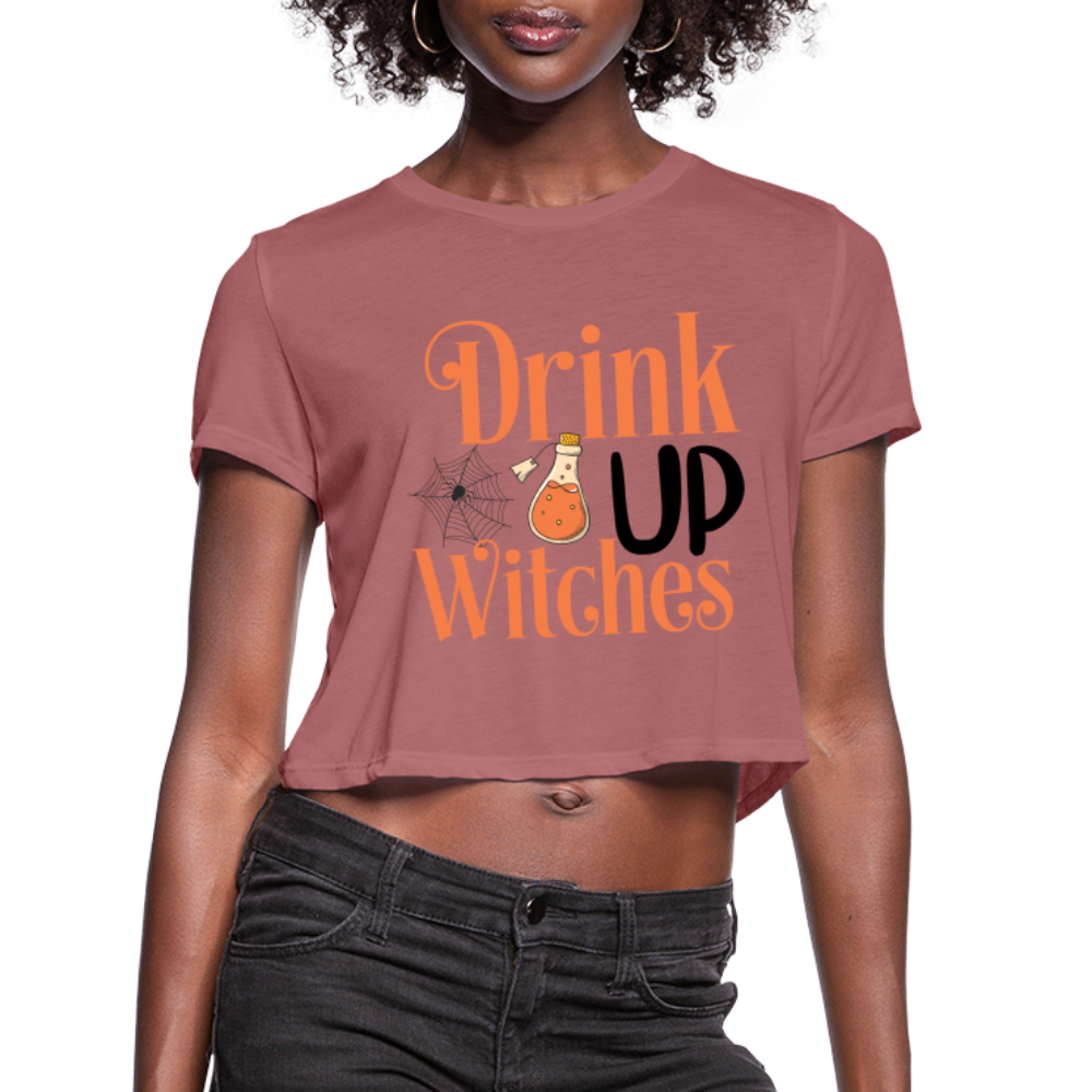 Drink Up Witches Women's Cropped T-Shirt - mauve