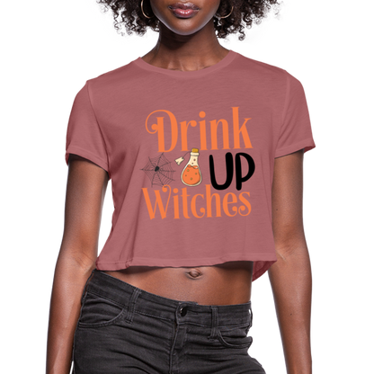 Drink Up Witches Women's Cropped T-Shirt - mauve